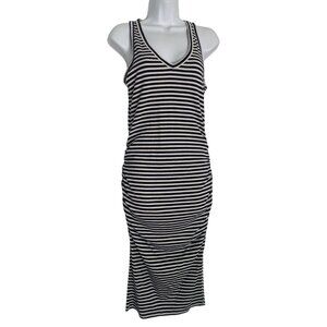A New Day Navy Striped Midi Tank Dress M Beach Resort Vacation